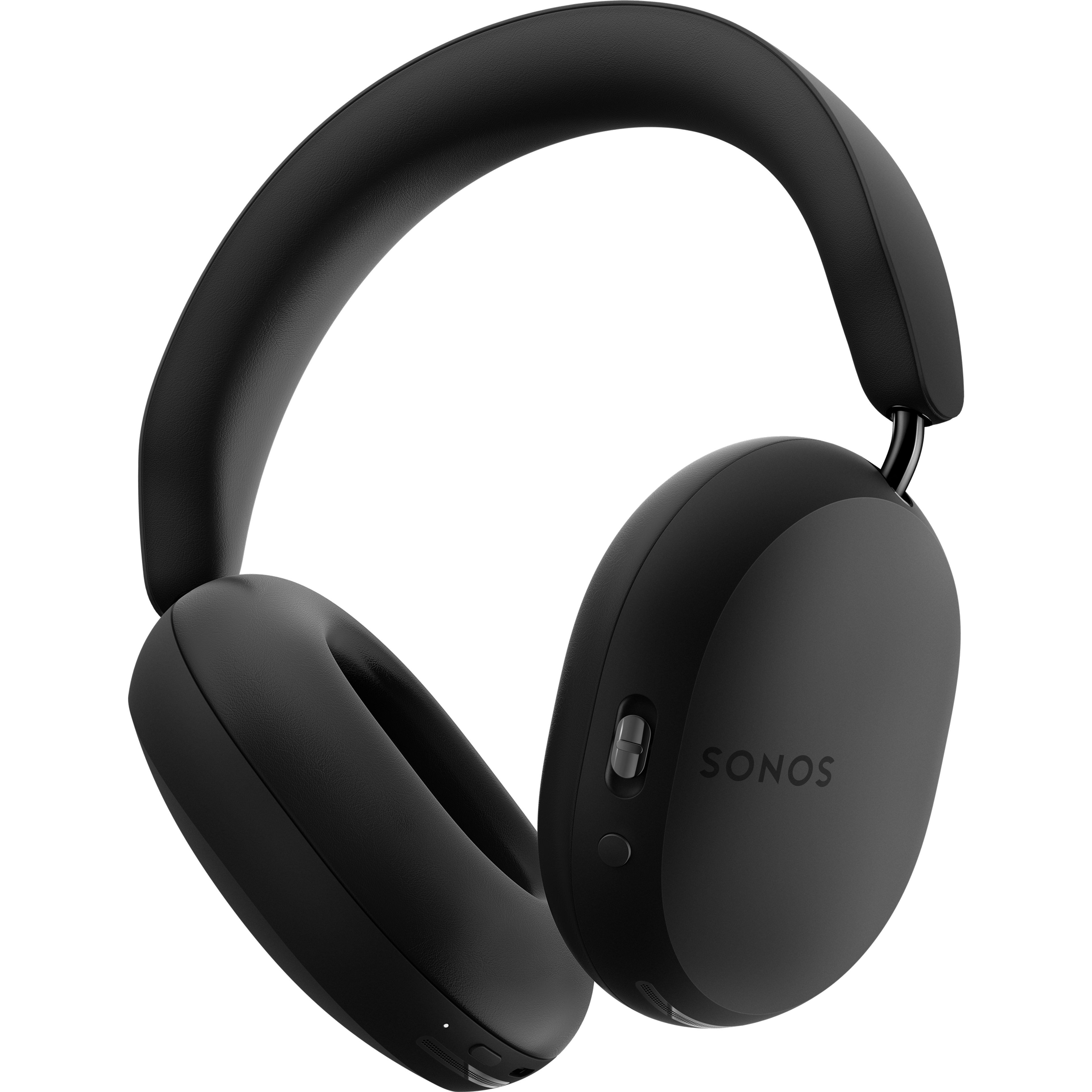 Sonos Ace headphones in black, back-facing angle from underneath