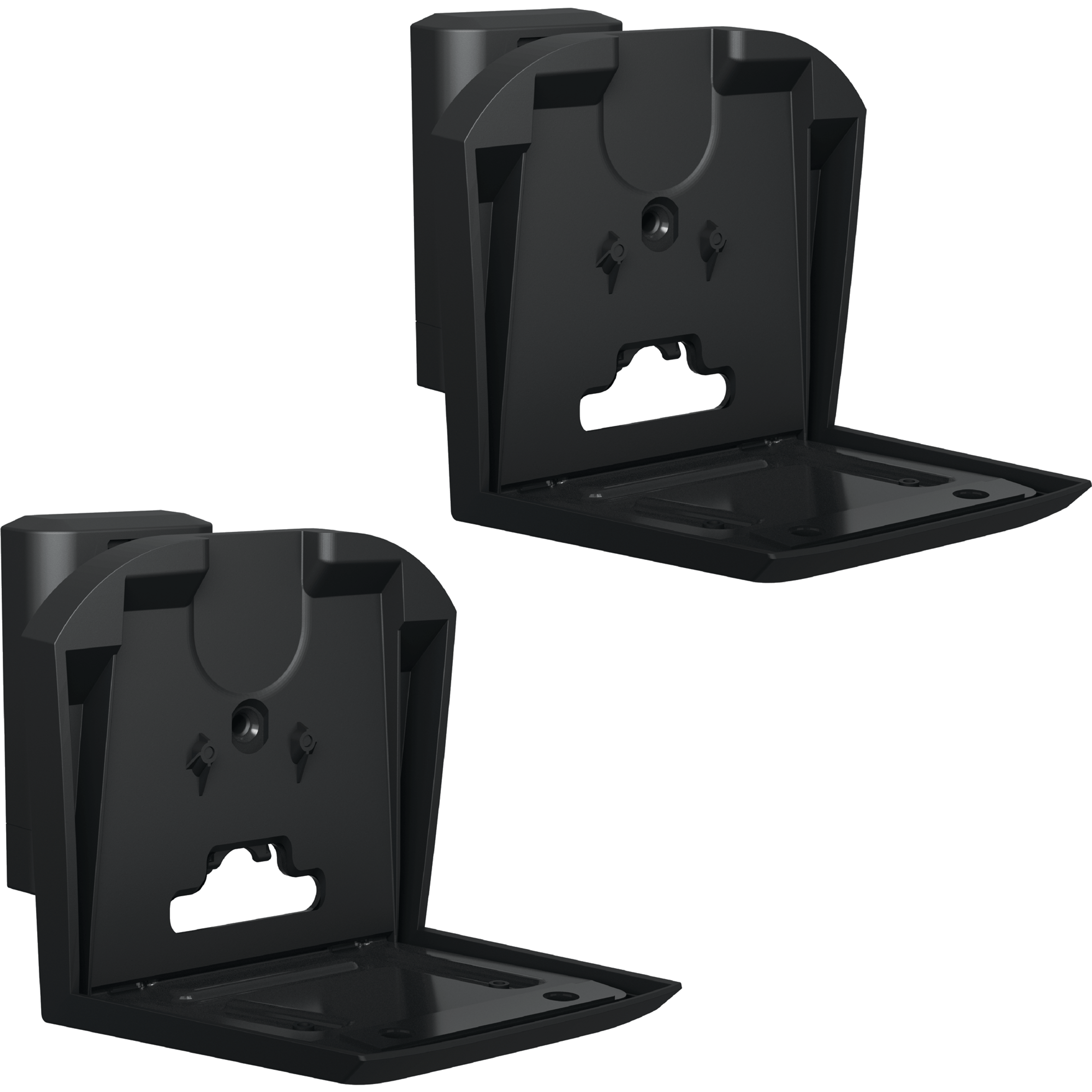 Image d’une paire de supports muraux Sanus noirs pour haut-parleurs Sonos Era 300