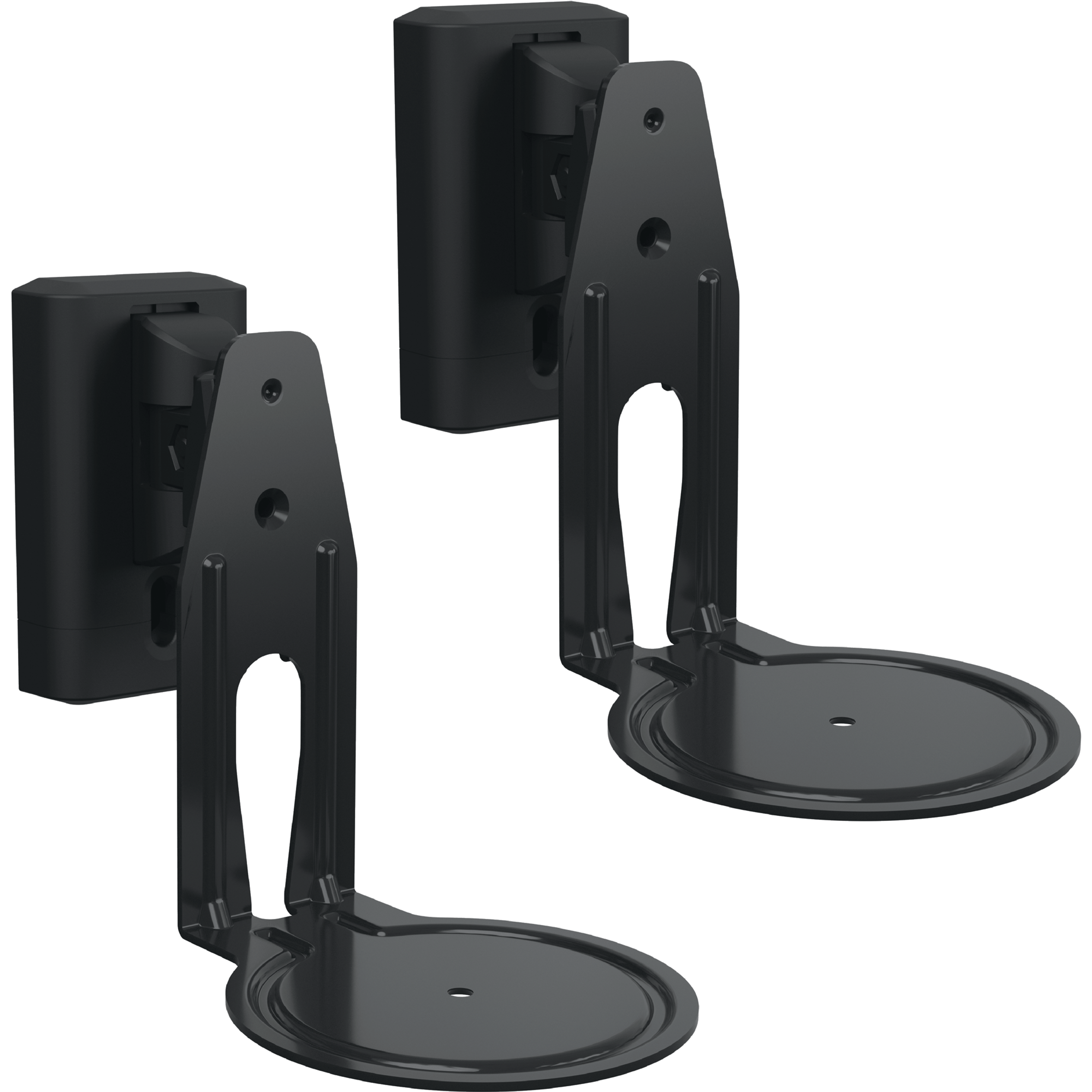 Image d’une paire de supports muraux Sanus noirs pour haut-parleurs Sonos Era 100