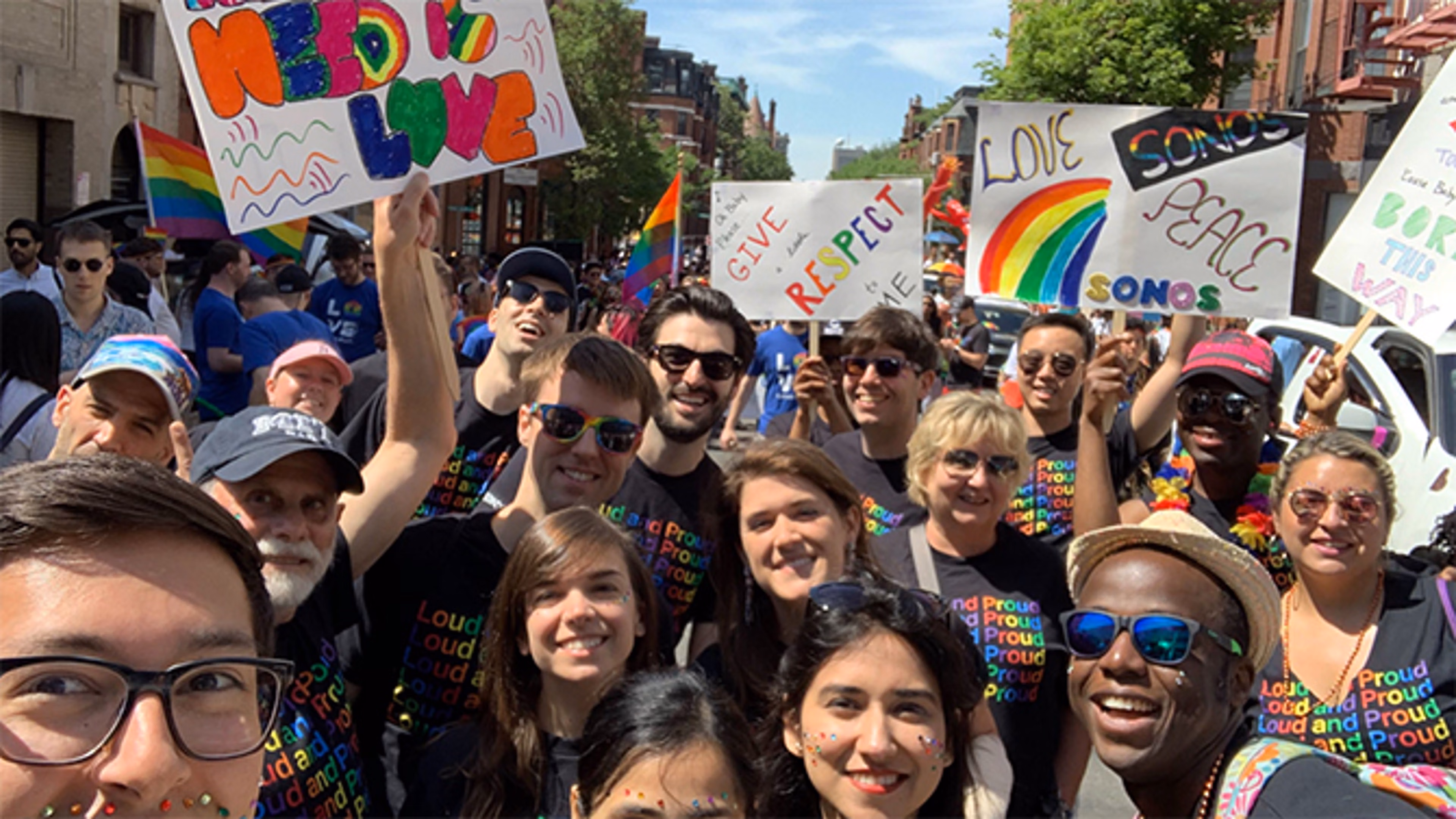 Sonos employees at a pride event