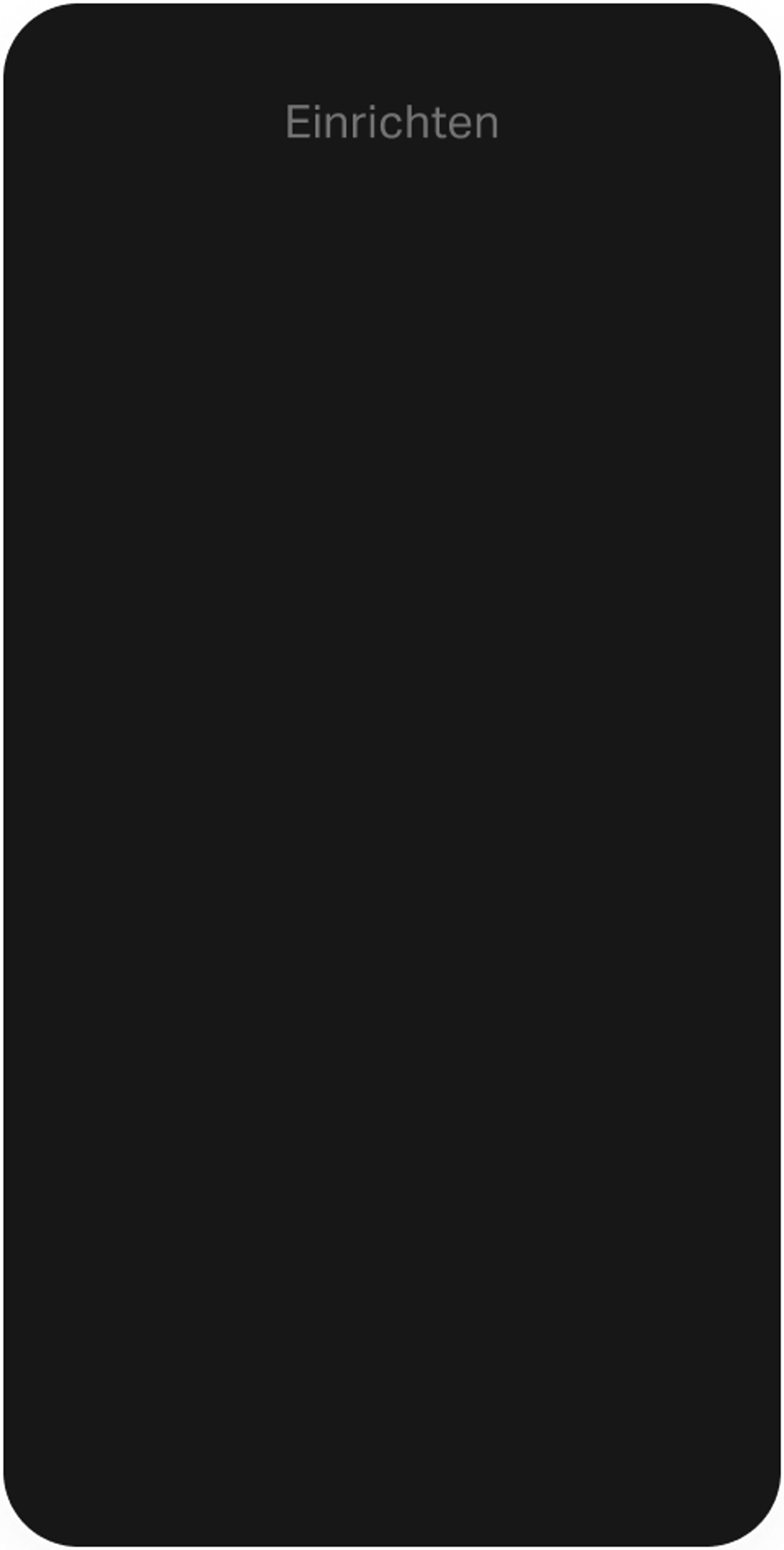 Setup auf einem Smartphone in Schwarz