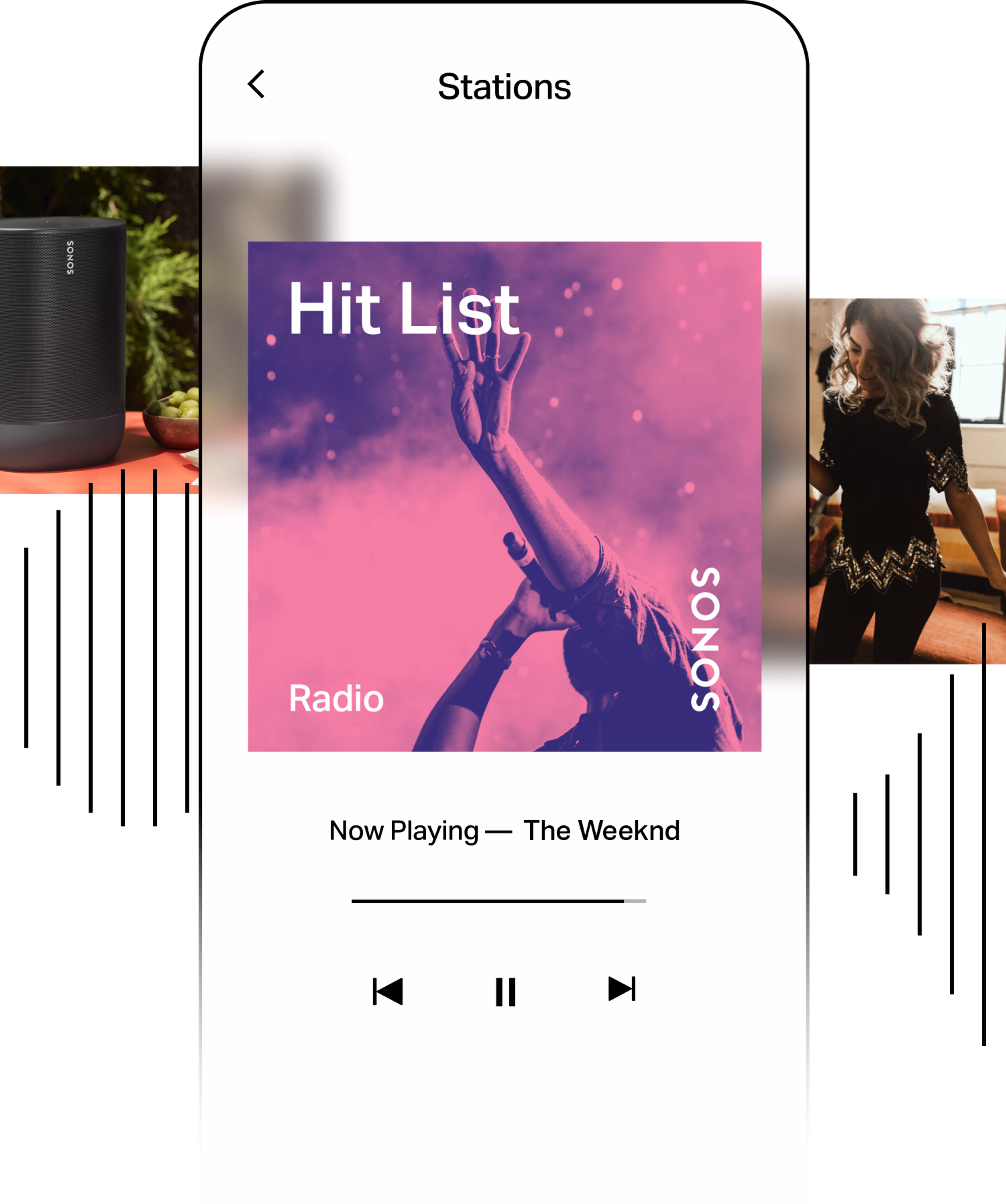 Hit List radio station phone collage