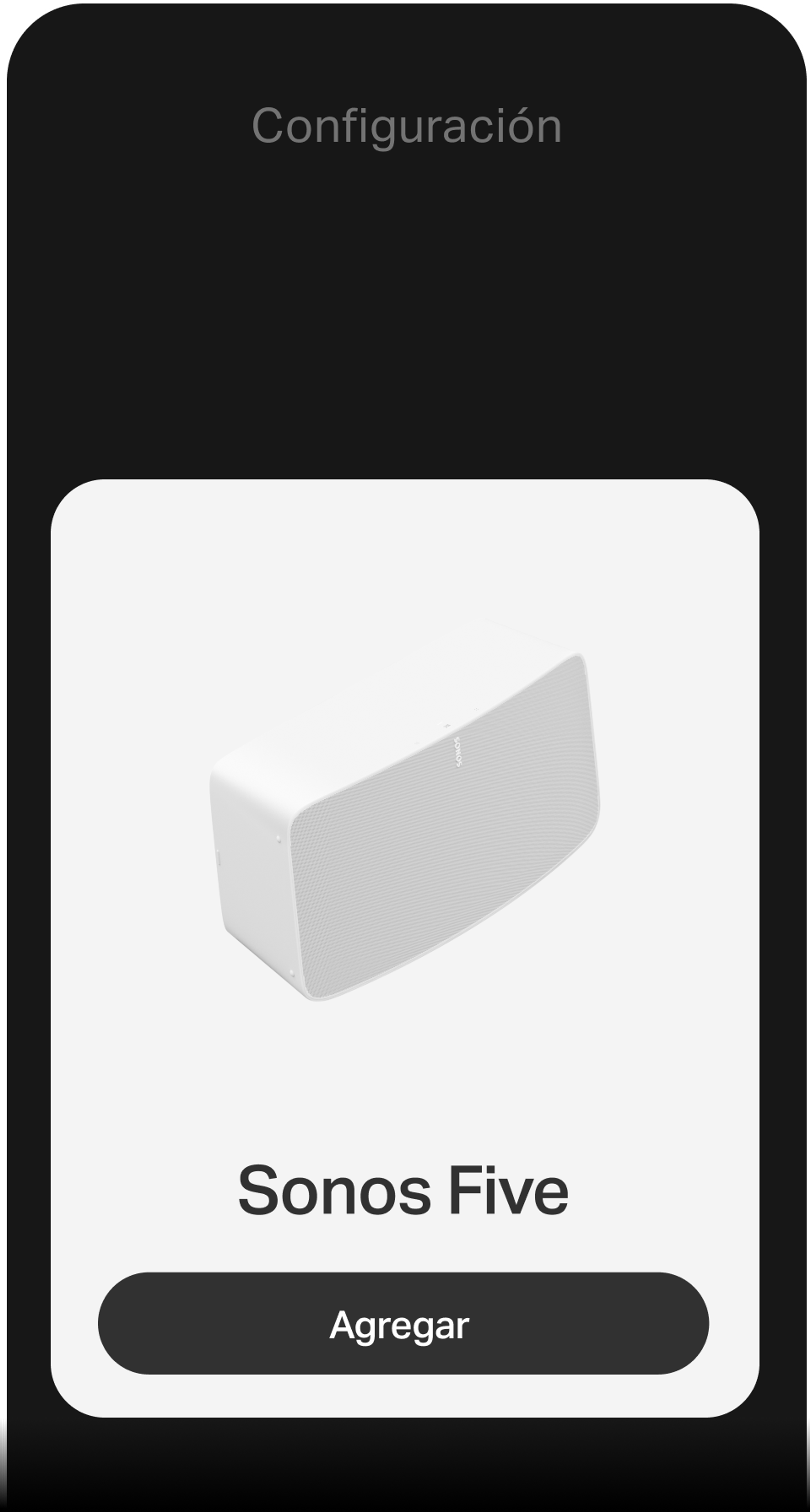 Un smartphone muestra la configuración usando la app Sonos