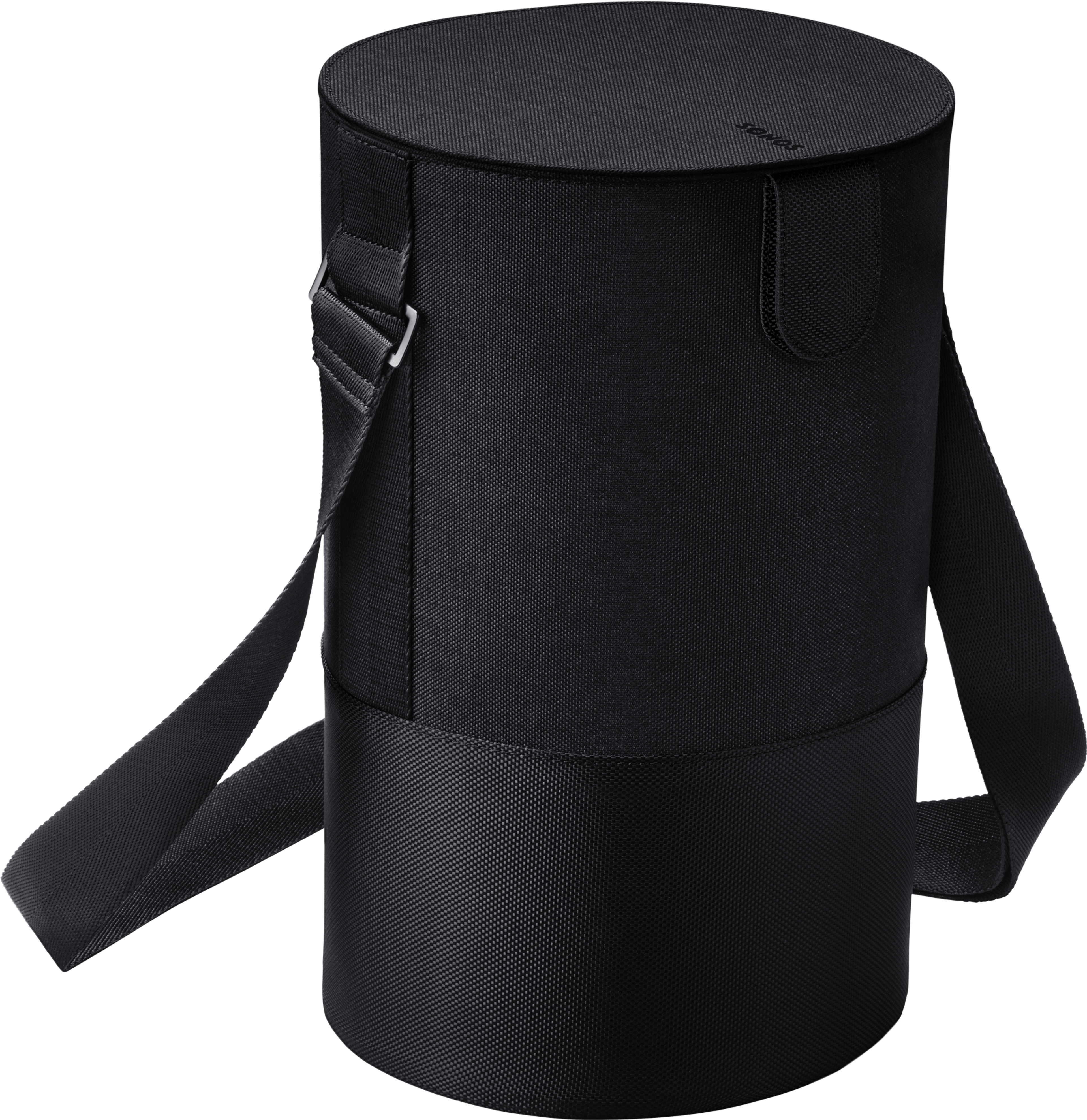 Image du dessus et de l’avant d’un sac de voyage pour Sonos Move fermé et tourné de biais