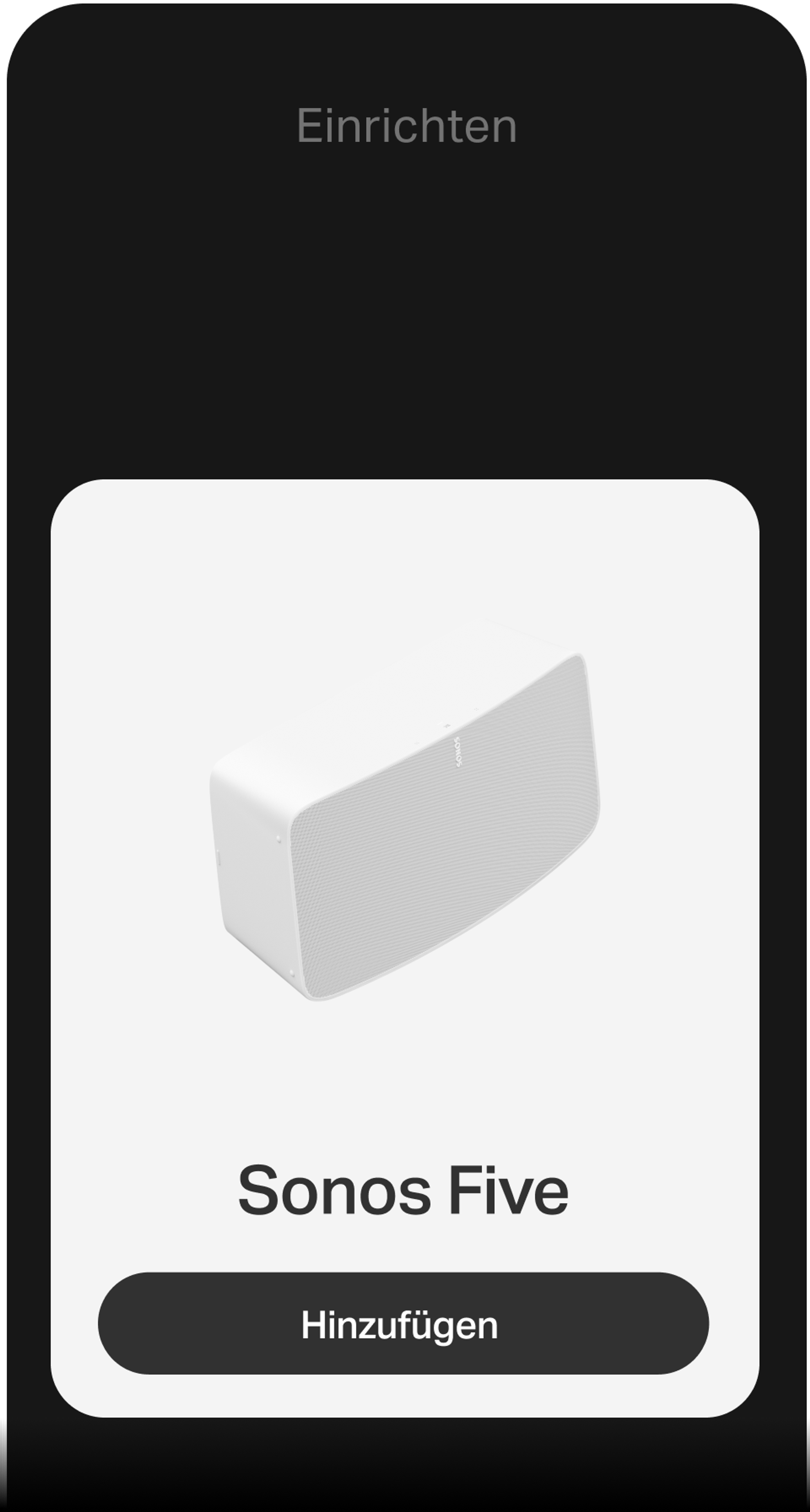 Ein Smartphone, auf dem mit der Sonos App die Einrichtung durchgeführt wird
