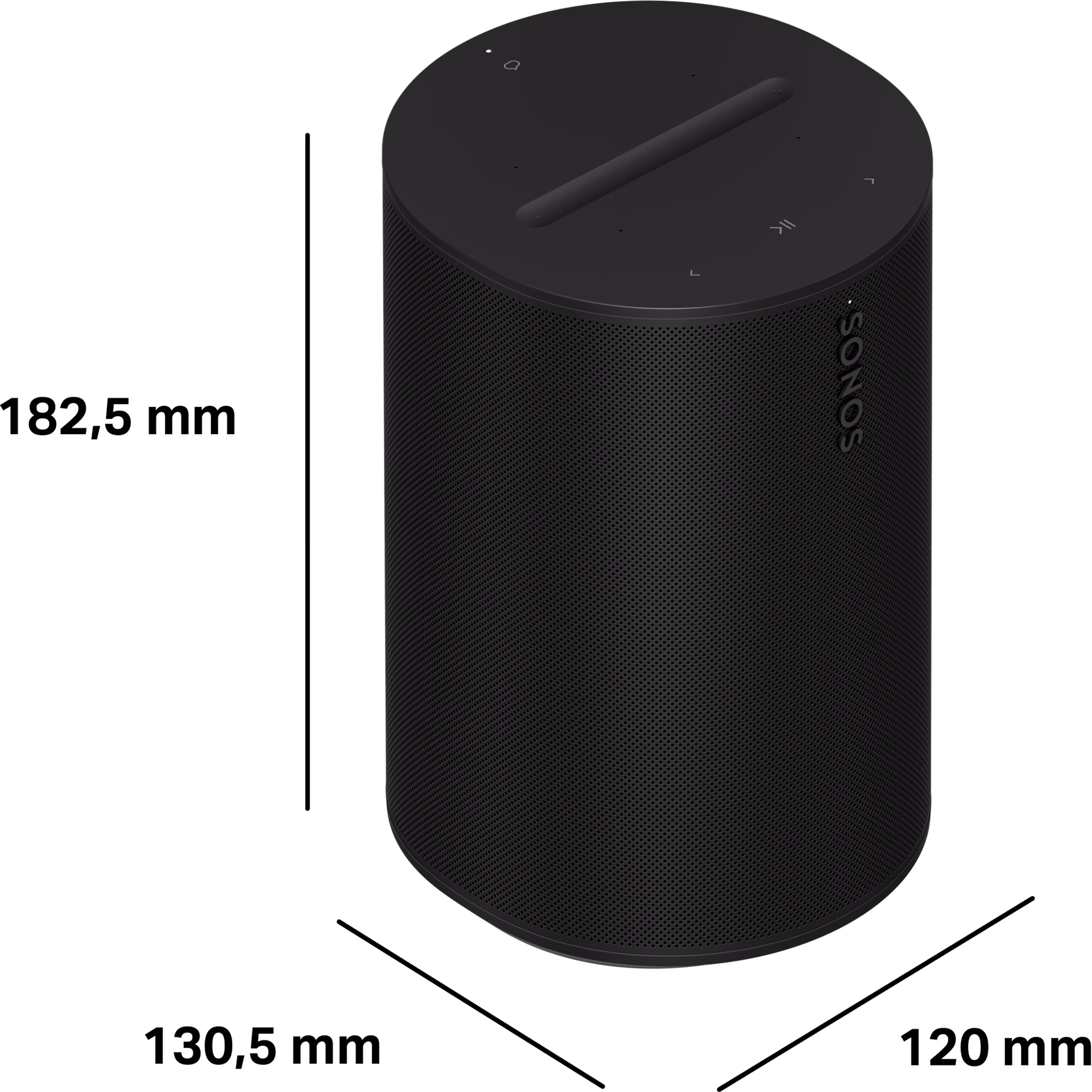 Dimensioni di Era 100: 182,5 mm di altezza, 120 mm di larghezza e 130,5 mm di profondità.