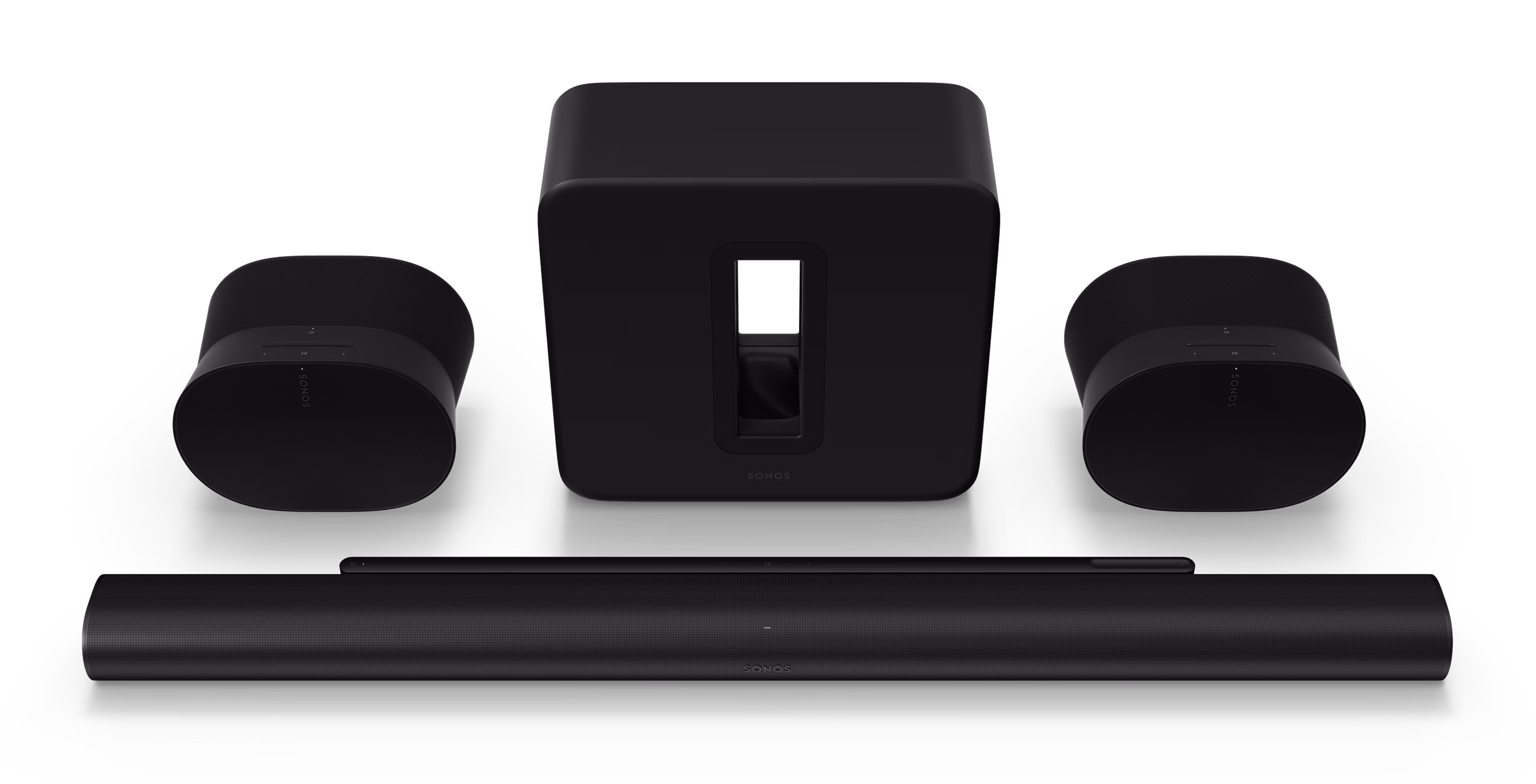 Home Cinema set with Arc Ultra, Sub 4, and two Era 300s in black